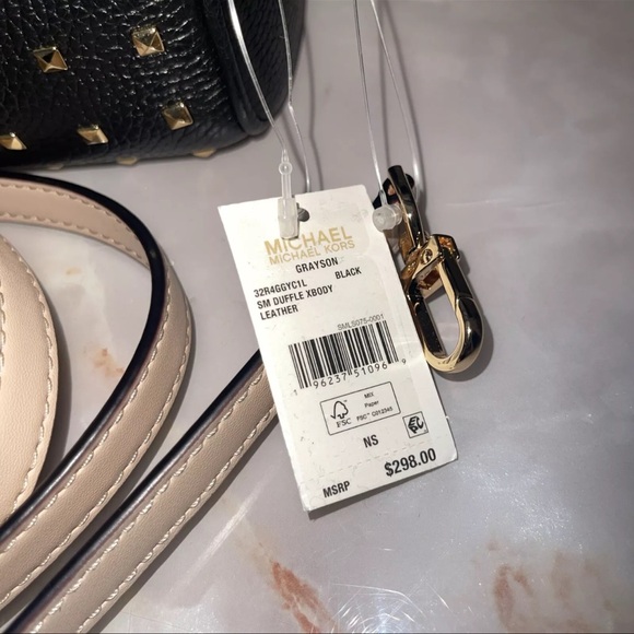 MICHAEL MICHAEL KORS Grayson Small Studded Leather Duffel Crossbody Bag - Picture 9 of 12